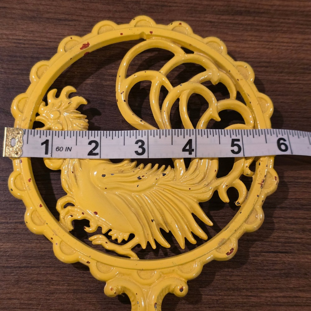 Vintage Sexton Yellow Cast Metal Rooster Trivet Farmhouse Kitchen Wall Decor 9in - Picture 5 of 12